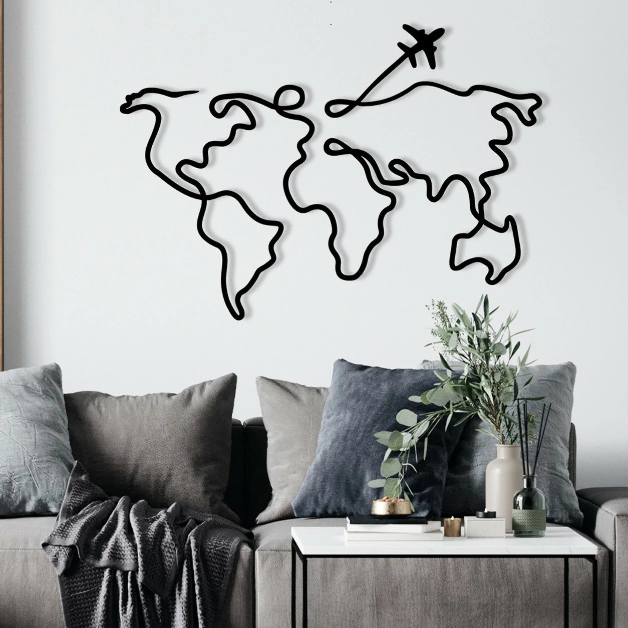 Aksesor dekorativ metalik për mur, Wallity Mozzafiato, ngjyrë e zezë, 60x42cm