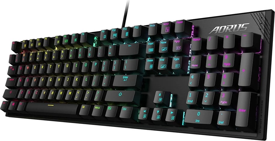 Tastierë mekanike Gigabyte AORUS K1, Cherry MX Red, RGB, full-size, e zezë