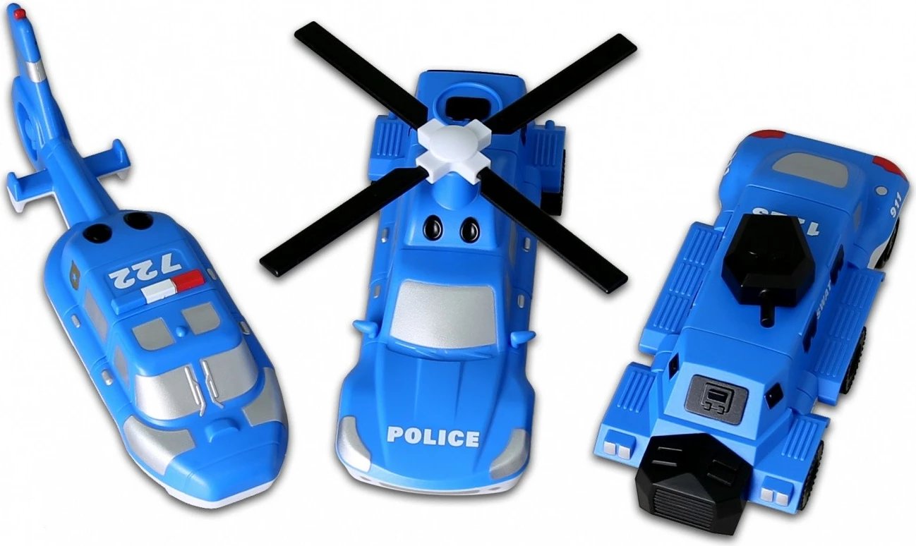 Set lodrash magnetike MalBlo, MALIK, 0316, 3 automjete policie, Blu