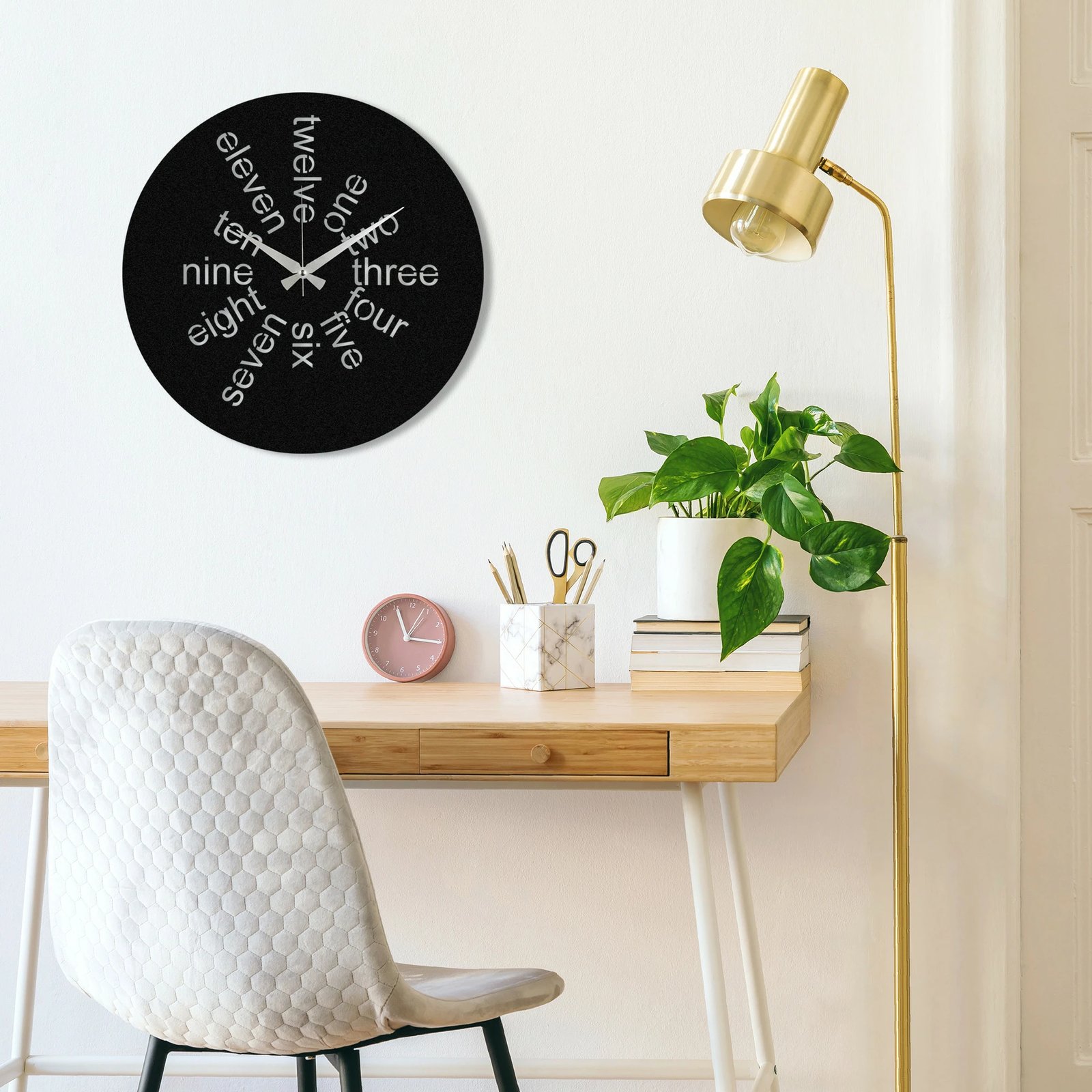 Orë muri dekorative prej metali, Wallity, Hati, e zezë, 48x48cm