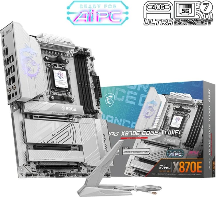 Pllakë amë MSI MPG X870E EDGE TI WIFI, Socket AM5, DDR5, ATX, Bardhë