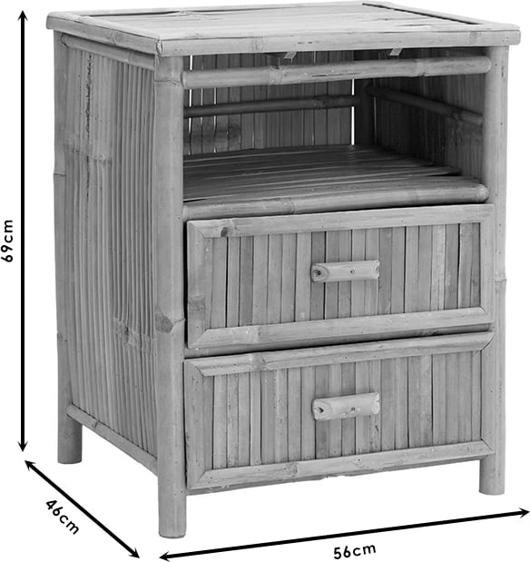 Komodinë Ofra bambu natyrale 56x46x69cm