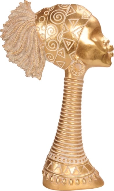 Figurë dekorative ABENI, polirezine, ngjyrë ari, 19x8x33 cm