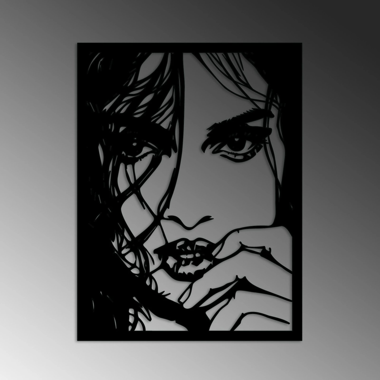 Aksesor dekorativ metalik për mur, Wallity, Mirabella, ngjyrë e zezë, 56x42cm