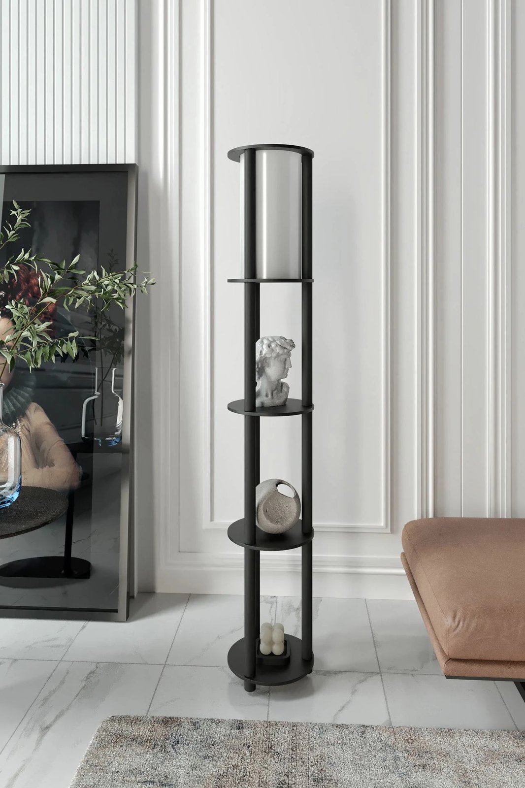 Llambë dyshemeje Opviq, Estantes Round, e zezë