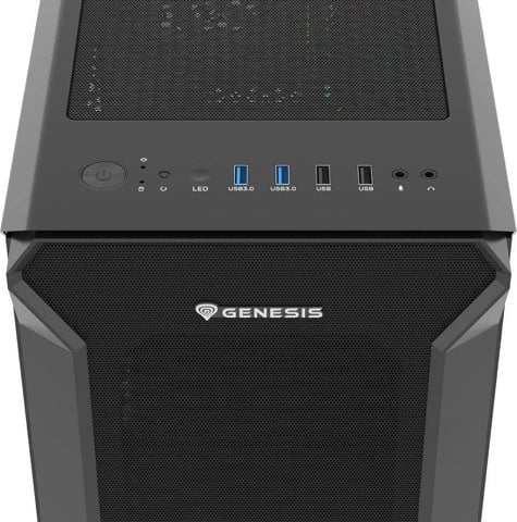 Kasë Natec Genesis Irid 505F, Midi Tower, ATX/Micro ATX/Mini ITX, 5 ventilatorë, Dritare xhami, E zezë