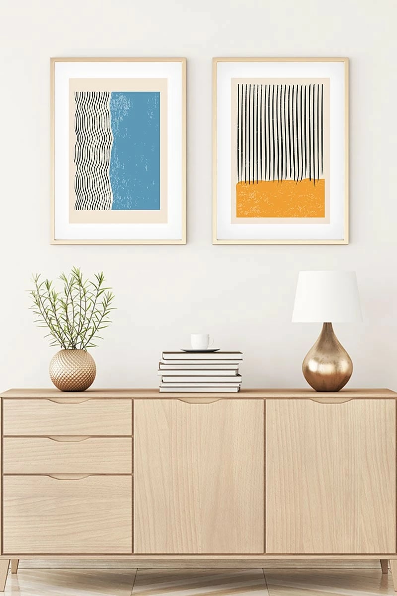 Pikturë dekorative me kornizë MDF (2 copë), Wallity, Huhu107, 30x40 cm