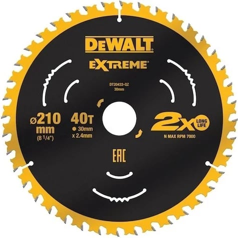 Disk rrethor për sharrë DeWalt BD-DT20433, 210 mm, 40 dhëmbë, 1 copë