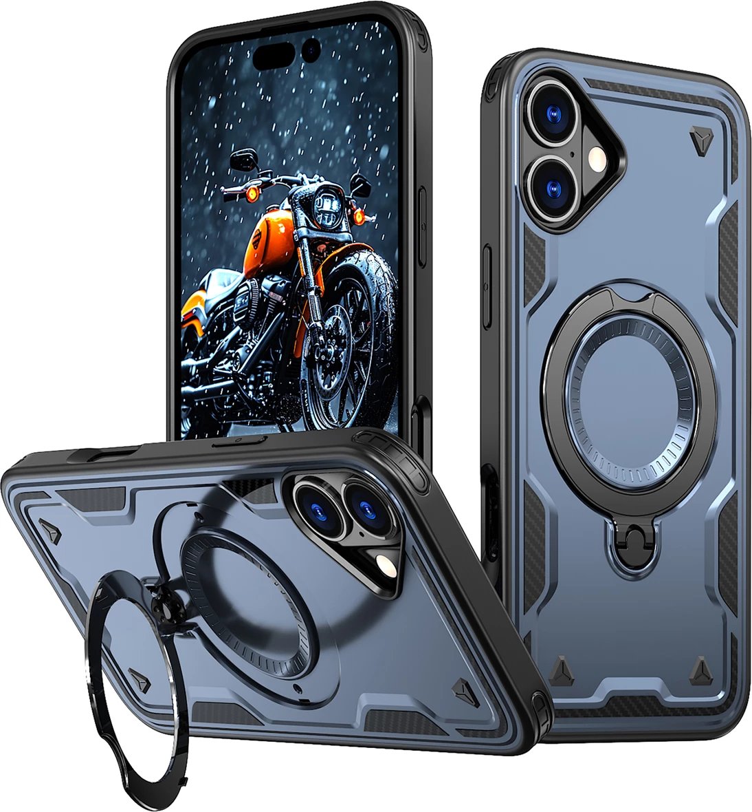 Mbështjellës Hurtel Hybrid Armor Trendy me MagSafe për iPhone 16 Plus, Blu