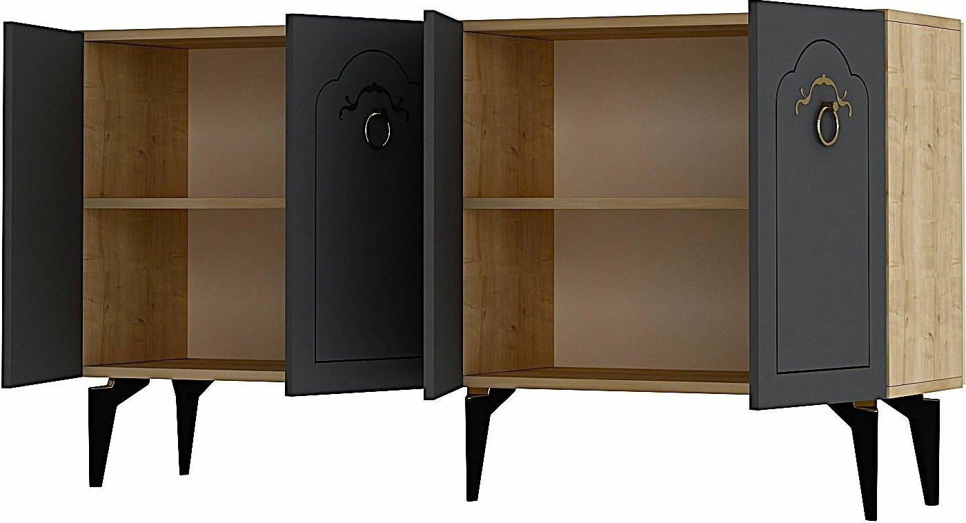 Konsol Skye Decor, ngjyrë lisi safir, antracit