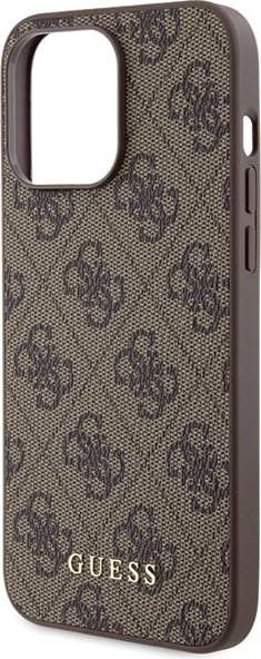 Mbështjellës Guess 4G Metal Gold Logo për iPhone 15 Pro Max, Kafe Mbështjellës Guess 4G Metal Gold Logo për iPhone 15 Pro Max, Kafe