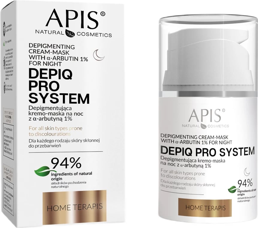Krem-maskë nate për fytyrë APIS Depiq Pro System me 1% α-Arbutin për femra, 50ml
