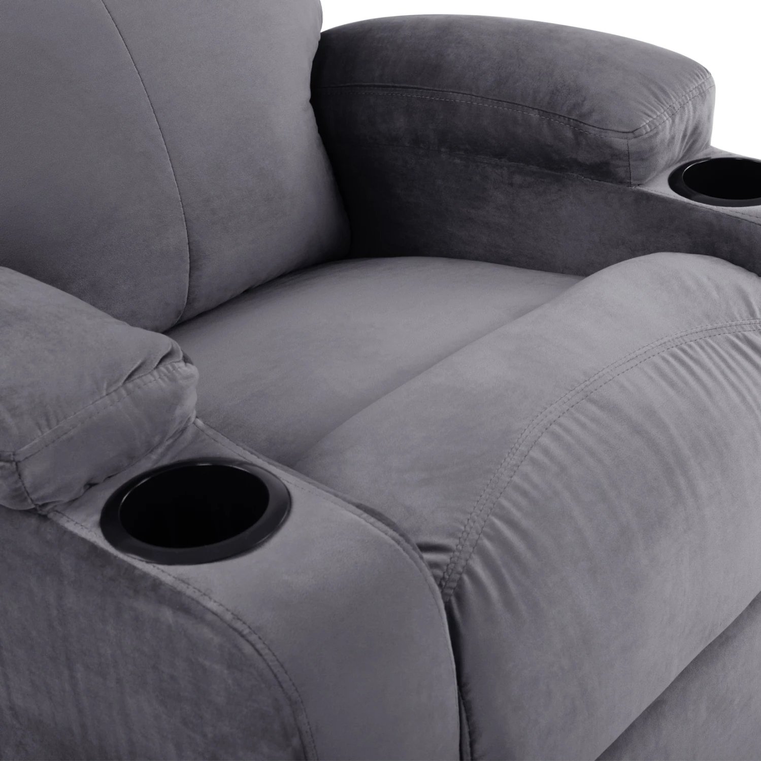 Fotel RELAX me mekanizëm shtrirjeje, kadife gri, FH0122.10, 80x92-168x102 cm