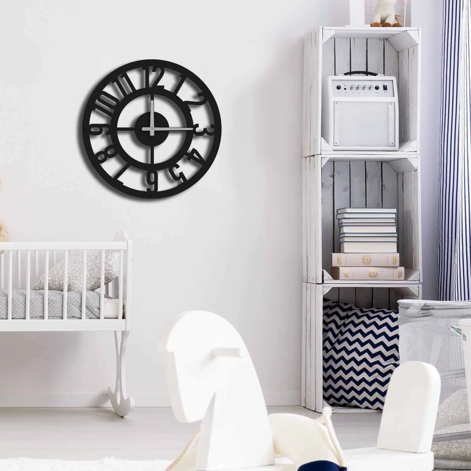 Orë muri dekorative prej metali, Wallity, MTS - 004, e zezë, 49x49cm