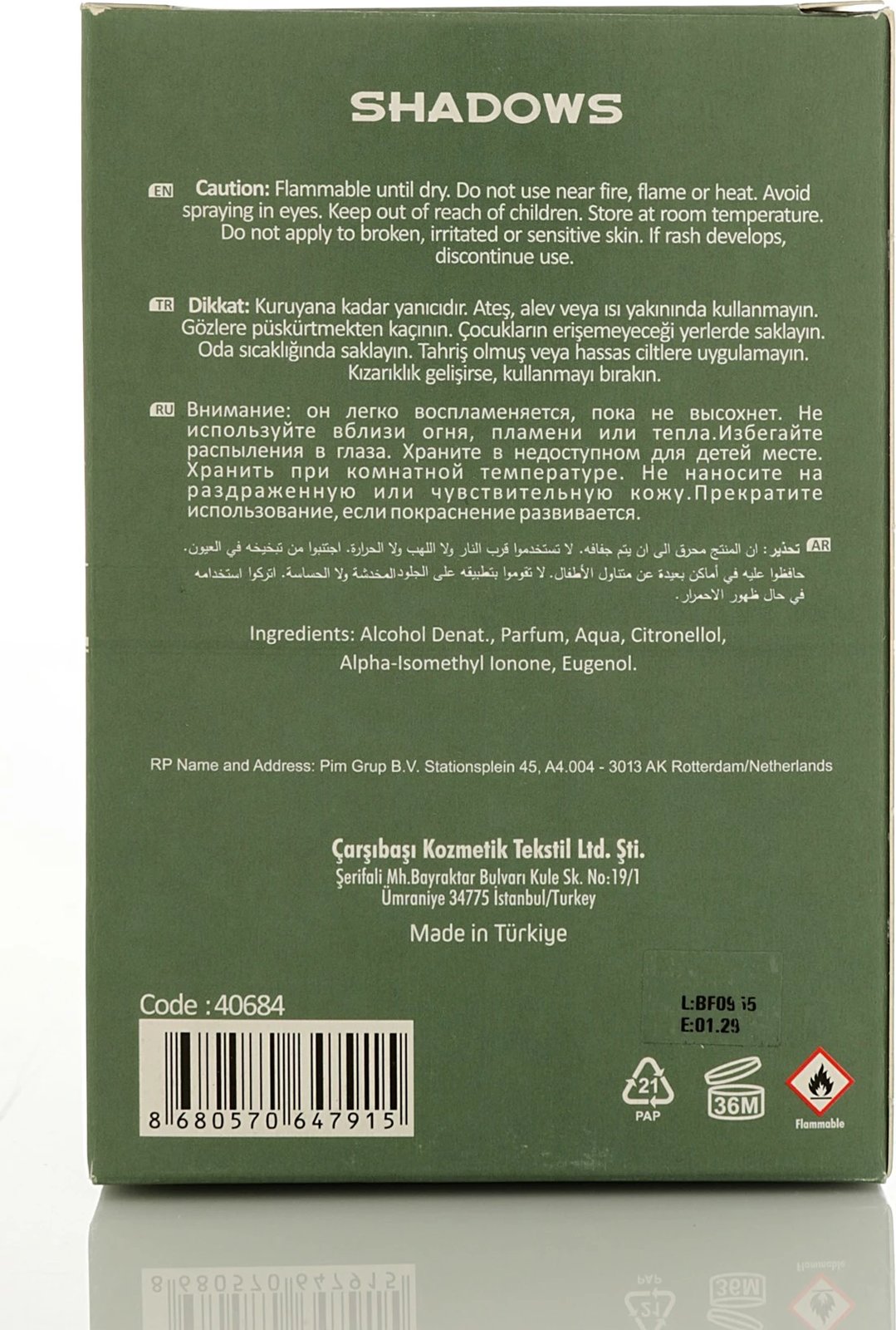 Parfum për burra Alberto Taccini Shadows, 100ml