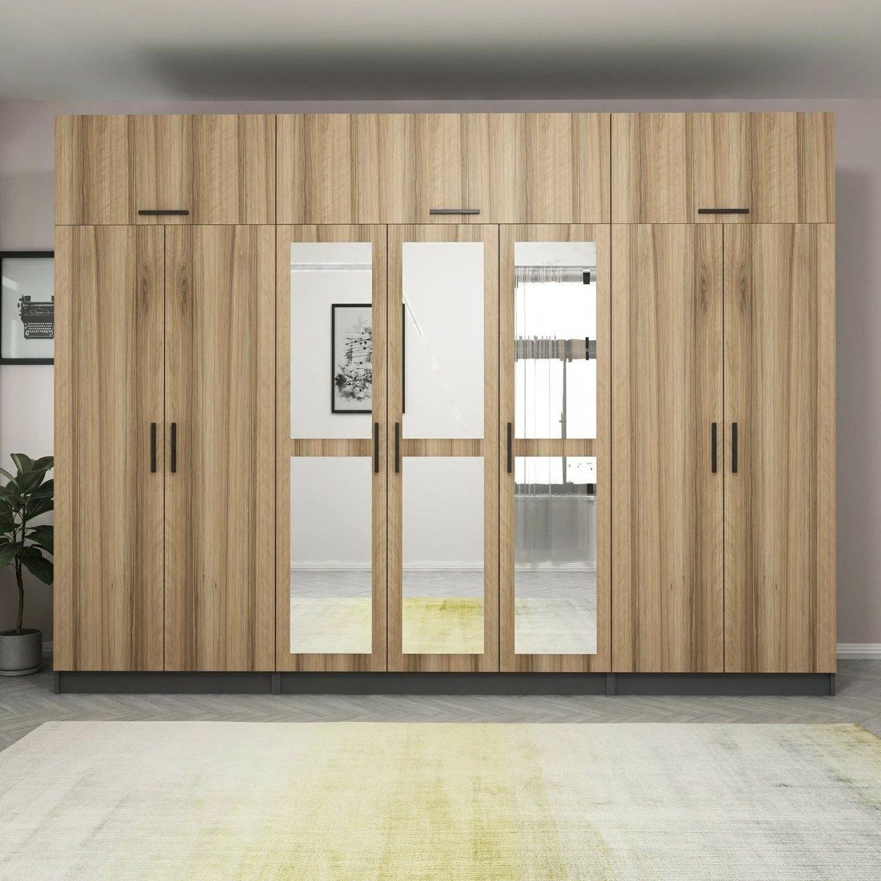 Dollap i madh për rroba, ngjyrë arre dhe antracit, Skye Decor, 5308