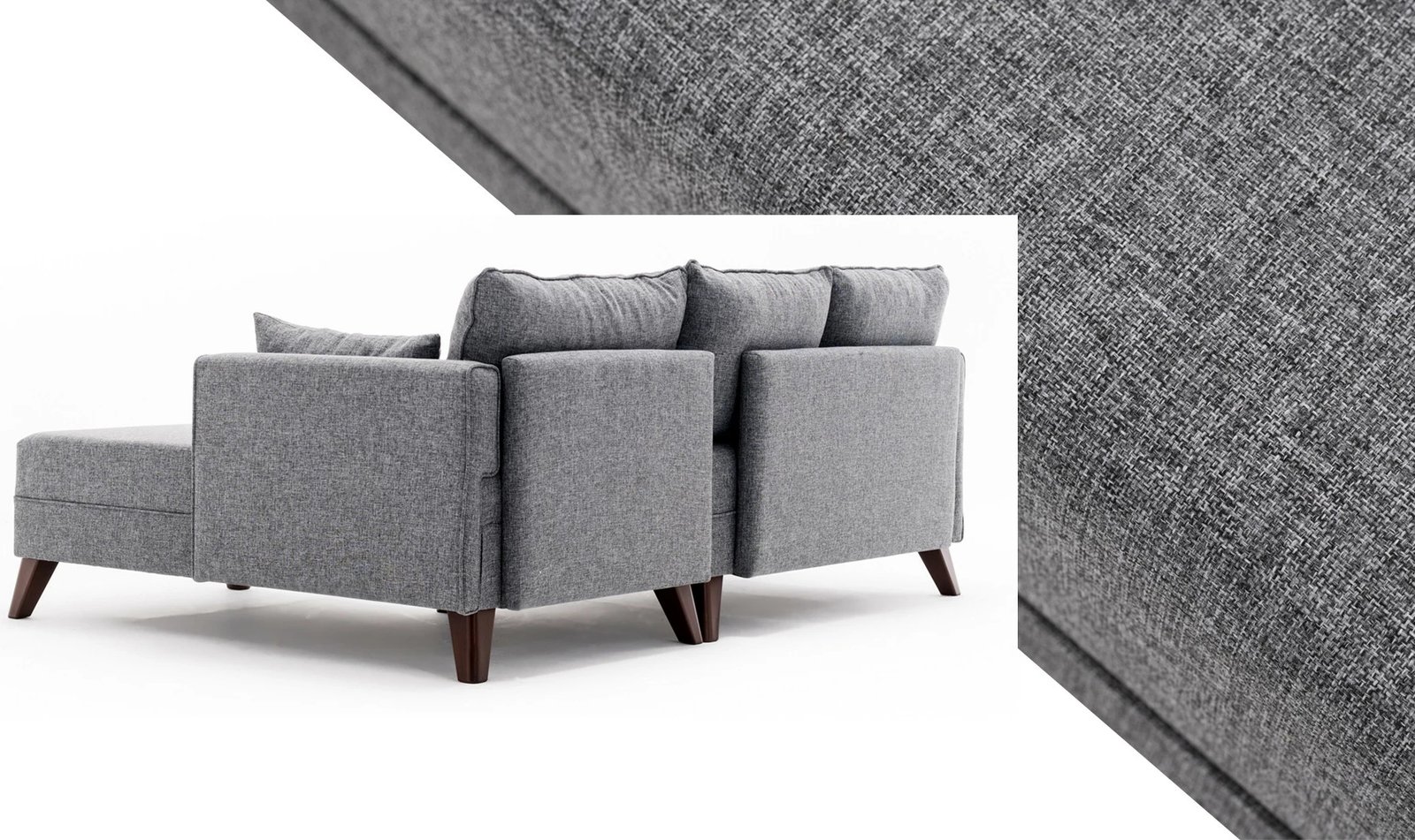 Kënd-sofë krevati Bella, kënd i djathtë, gri