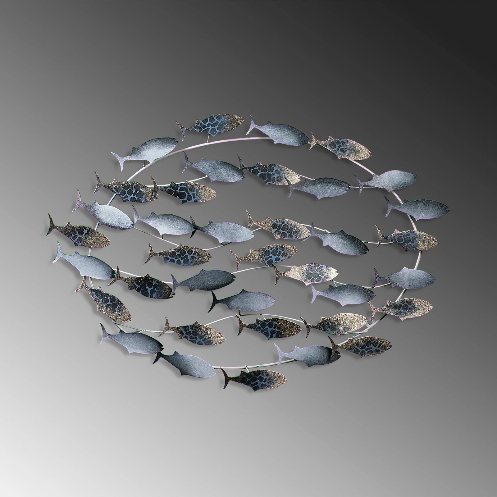 Aksesor dekorativ metalik për mur, Wallity, Alabalık 3, shumëngjyrësh, 94x58x4cm