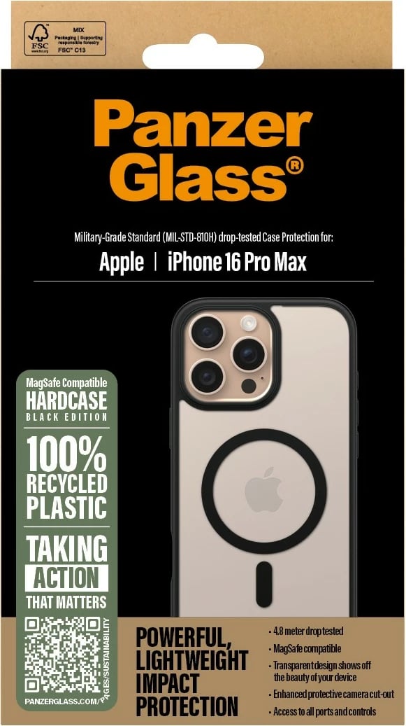 Mbështjellës PanzerGlass HardCase MagSAFE për iPhone 16 Pro Max, transparent