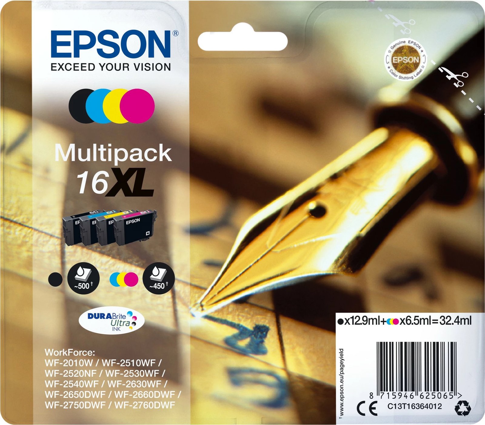 Multipack bojë Epson Pen and Crossword 16XL DURABrite Ultra, XL, 4 ngjyra