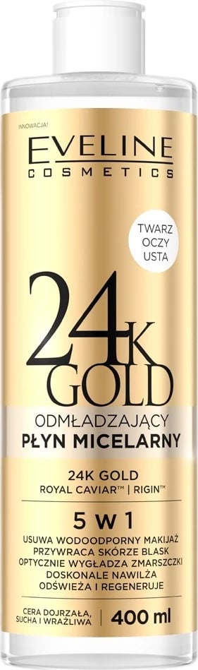 Solucion micelar për femra Eveline Cosmetics 24K Gold Anti-Aging 5-in-1, 400ml