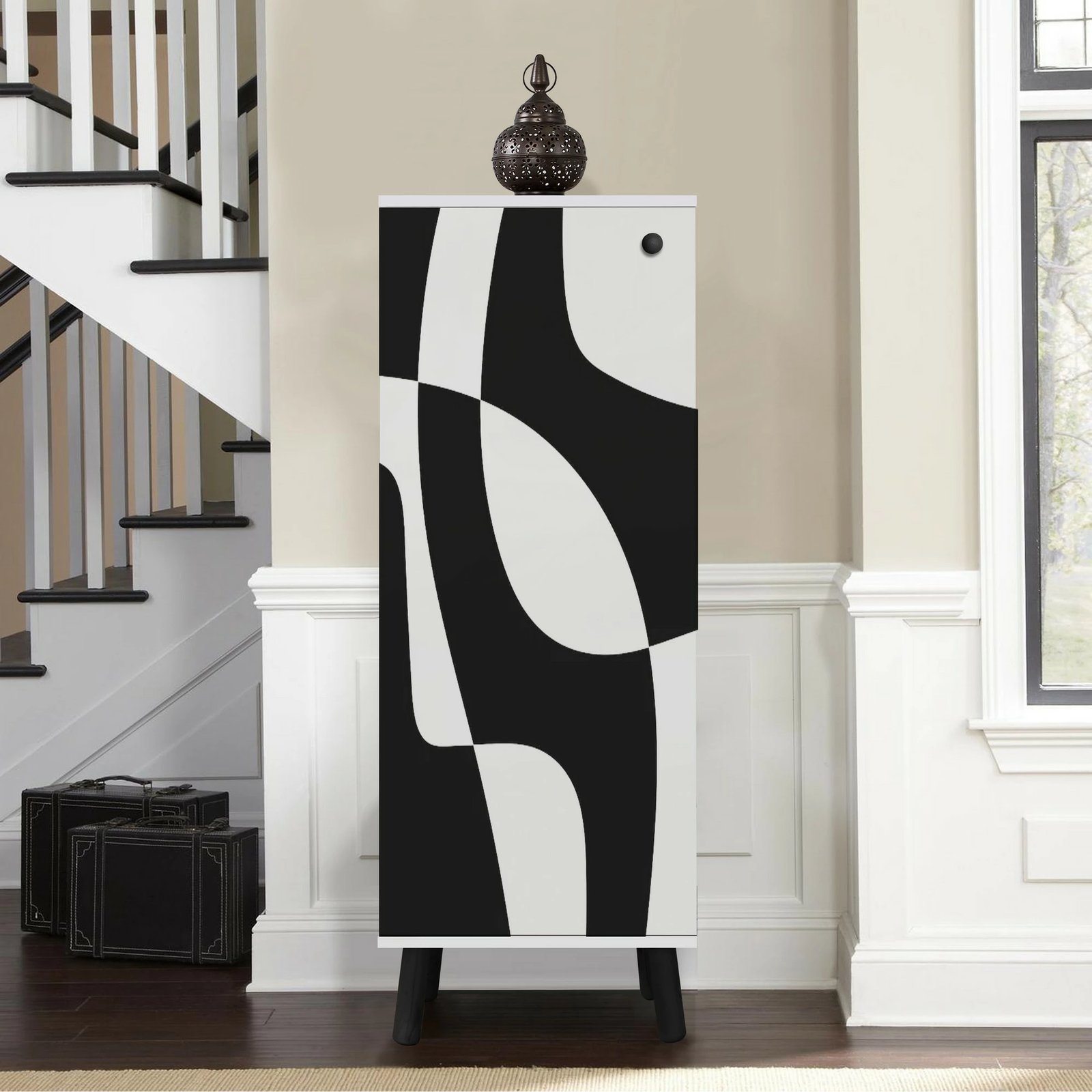 Dollap për këpuca, Skye Decor, Vegas - SB 960, bardhë e zi