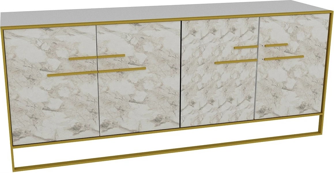 Konsolë Hanah Home Polka, e bardhë dhe ari, model mermeri