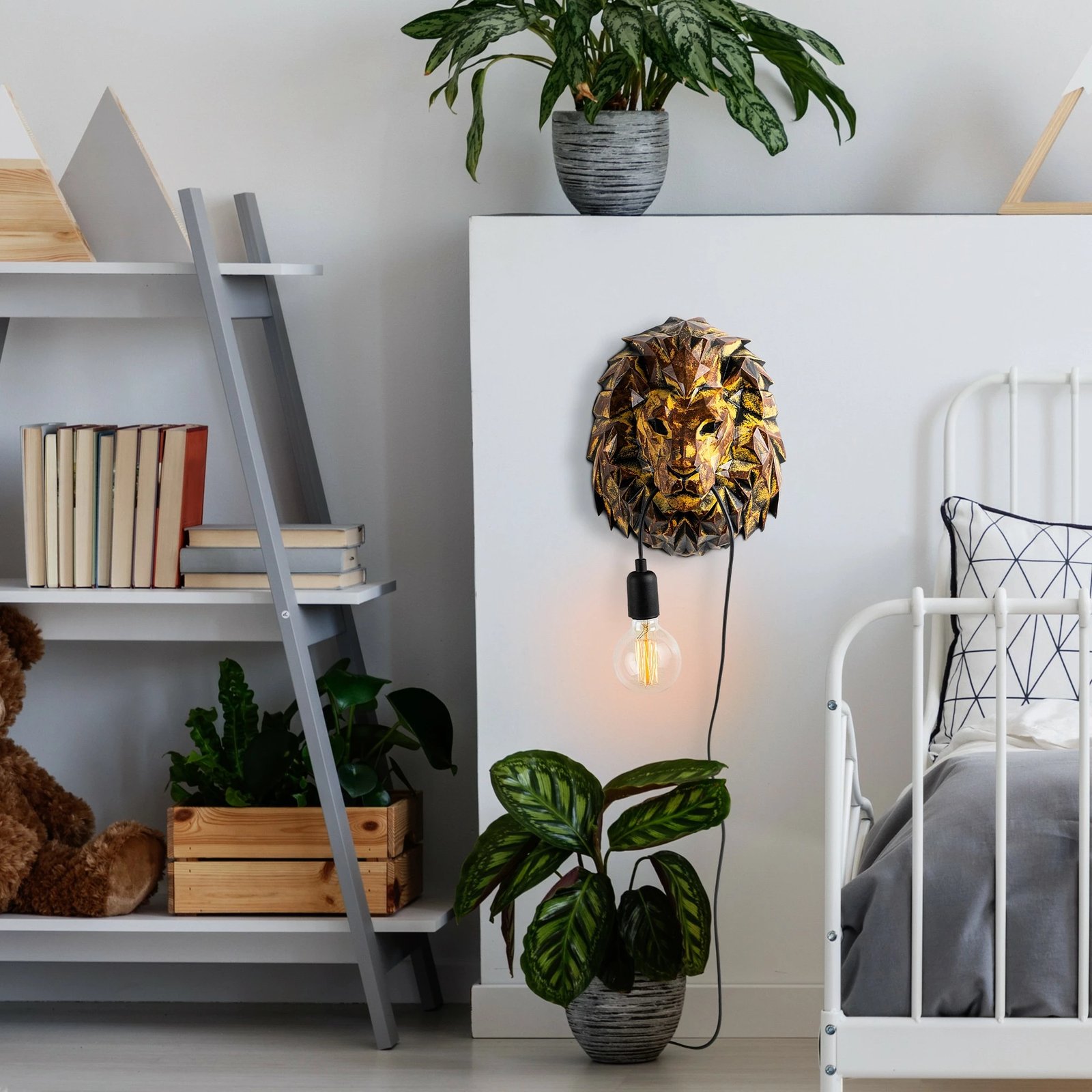 Llambë muri Opviq, kokë luani, shumëngjyrëshe