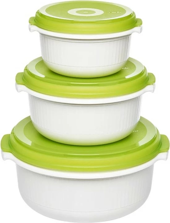Set enësh plastike Emsa Micro Family 3 copë 0.5L/1.0L/1.5L bardhë/jeshile