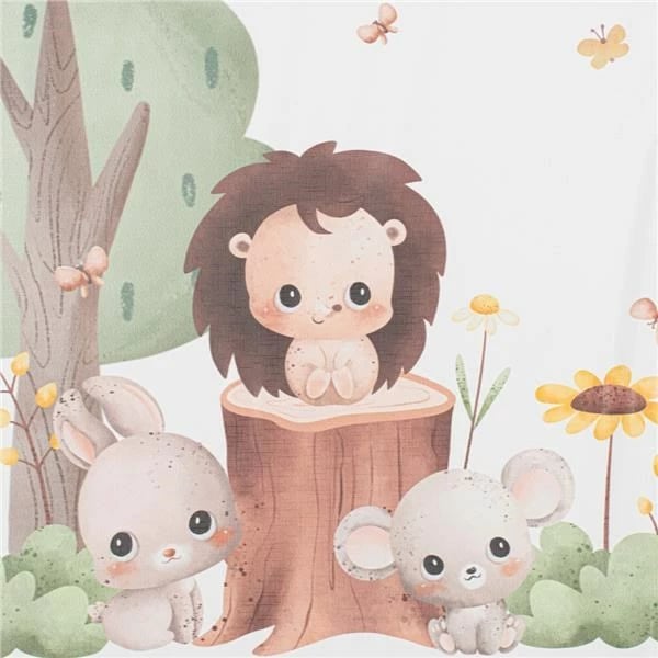 Jastëk ndërrimi bebe, Baby Mix, Forest Animals, 47x70 cm, me përforcim dhe ndalesa kundër rrëshqitjes, i bardhë