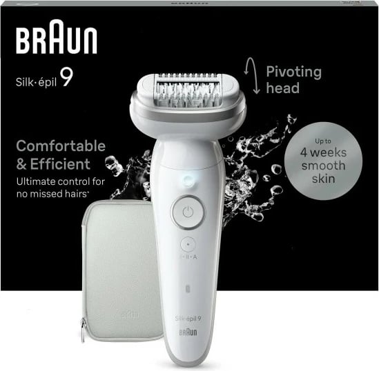 Epilator Braun Silk-épil 9 BR2-225328, 40 pinceta, MicroGrip, gri, bardhë