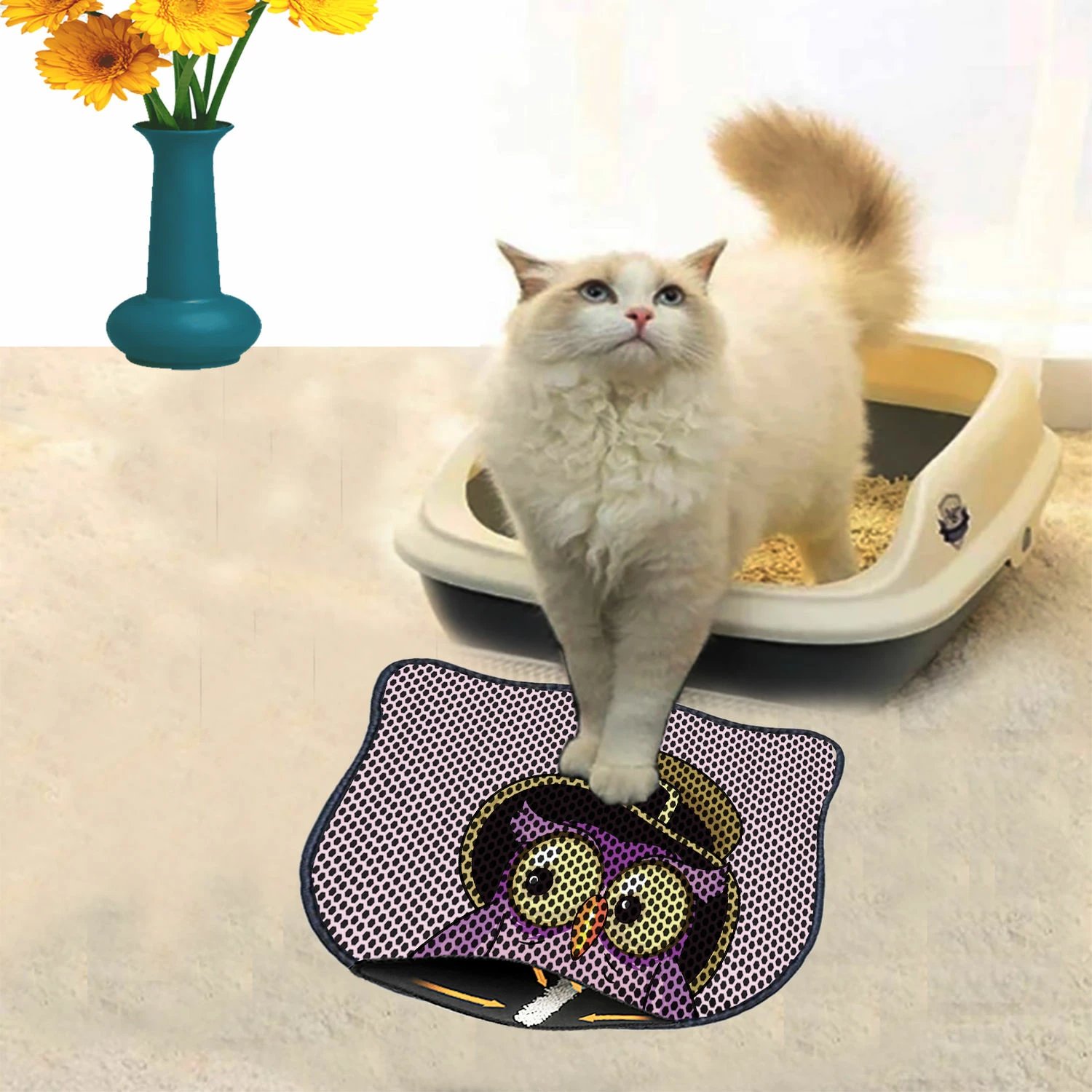 Tapet për rërë mace, shumëngjyrësh, Paws & Whiskers, Kdkafa0077, 40x50cm