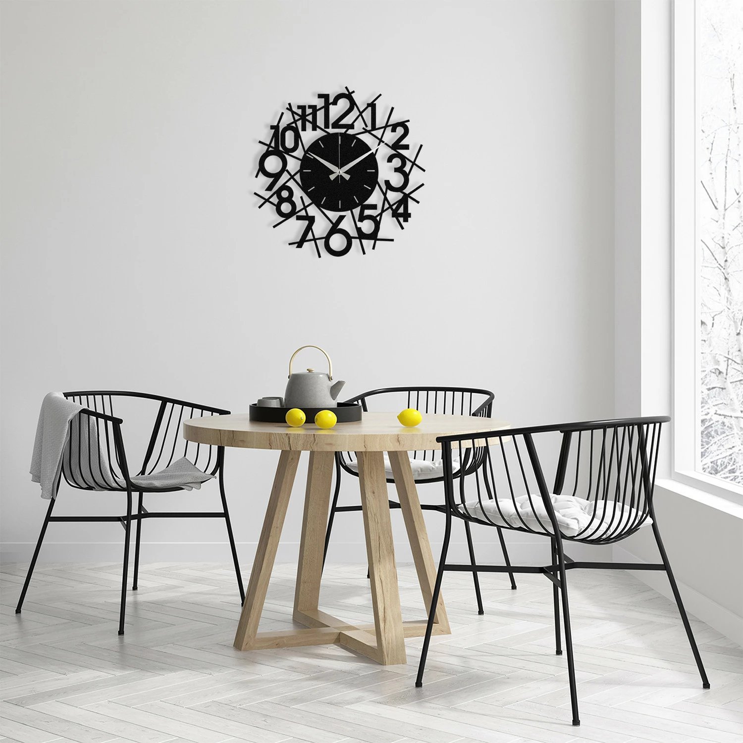 Orë muri dekorative prej metali, Wallity Rasputin, e zezë, 48x48cm