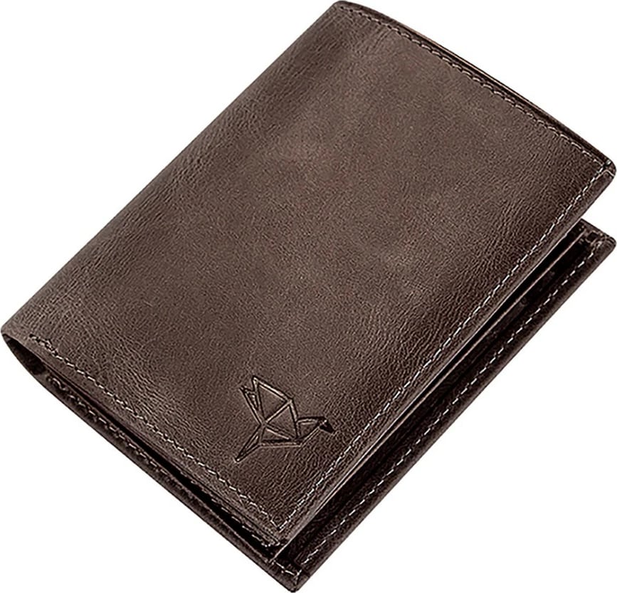 Portofol për burra, lëkurë origjinale, gri, Zoozie Bags, Gomez