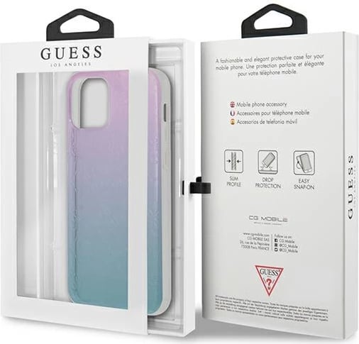 Mbështjellës Guess 4G 3D Pattern për iPhone 12 Pro Max, 6.7", blu/rozë Mbështjellës Guess 4G 3D Pattern për iPhone 12 Pro Max, 6.7", blu/rozë