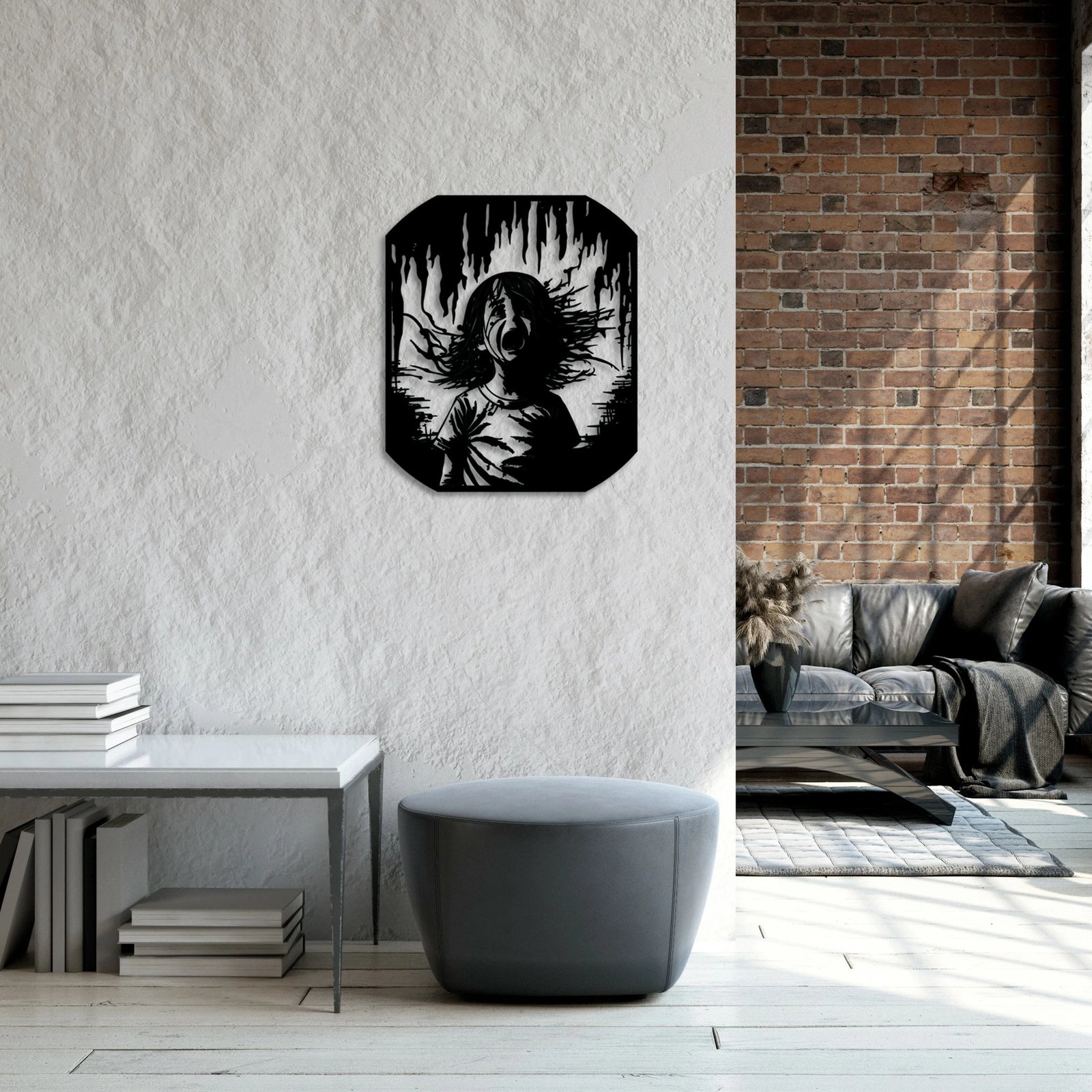 Aksesor dekorativ metalik për mur, Wallity Gaza, ngjyrë e zezë, 56x47cm