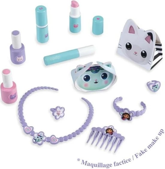 Tavolinë grimi lodër Smoby Gabby's Dollhouse 2-in-1 me 12 aksesorë, Rozë/Kaltër