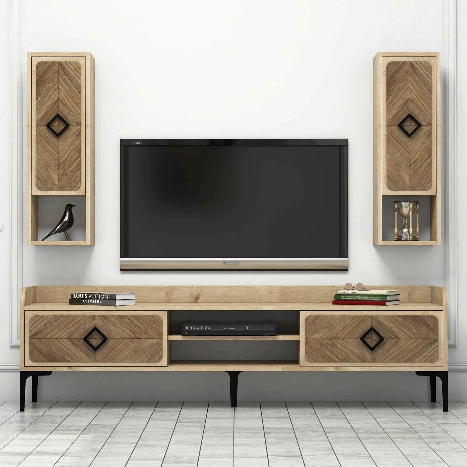 Komplet mobile për TV, ngjyrë lisi, Samba, Hanah Home