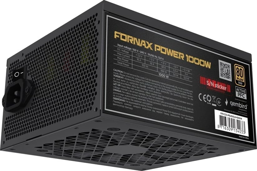Furnizues energjie Gembird Fornax Power 1000W, 80 PLUS Gold, i zi