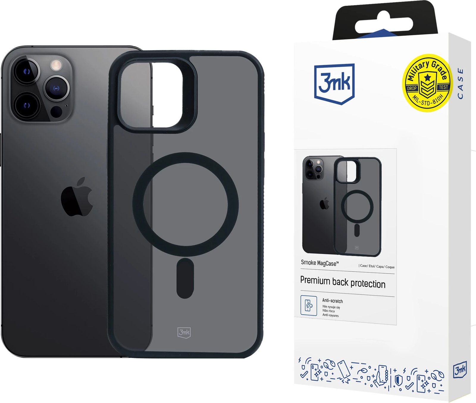 Mbështjellës 3mk Smoke MagCase për iPhone 12 Pro Max, i zi