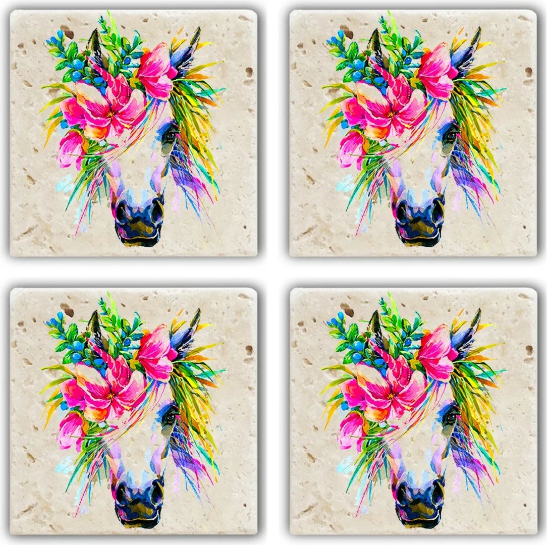 Nënkupa prej guri natyral, shumëngjyrëshe, Hermia, 10x10x1cm (4 copë)