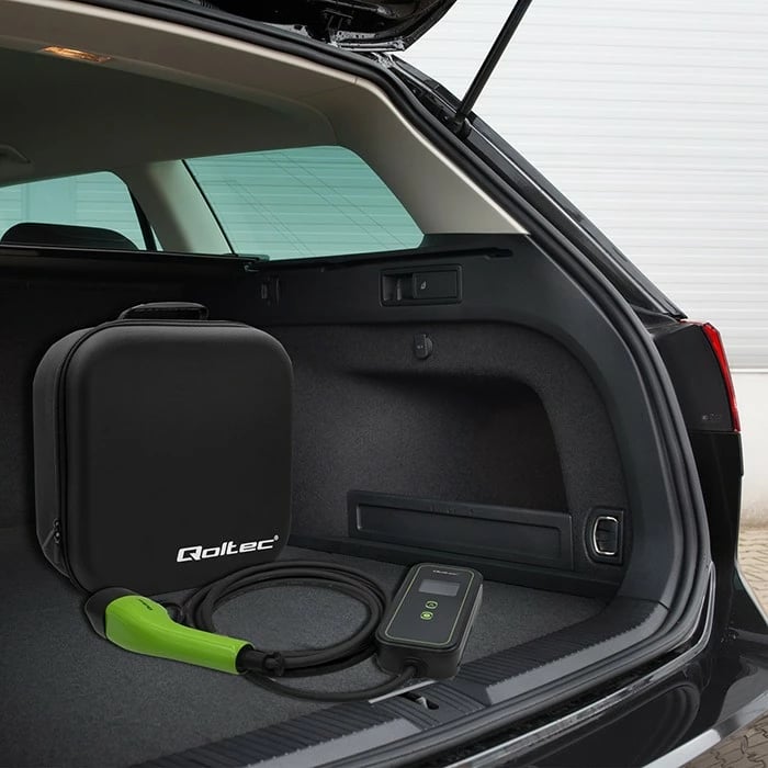 Karikues portativ për makina elektrike Qoltec 52476, 3.5kW, 230V, Type 2, WiFi, LCD, 5m, zi/gjelbër Karikues portativ për makina elektrike Qoltec 52476, 3.5kW, 230V, Type 2, WiFi, LCD, 5m, zi/gjelbër