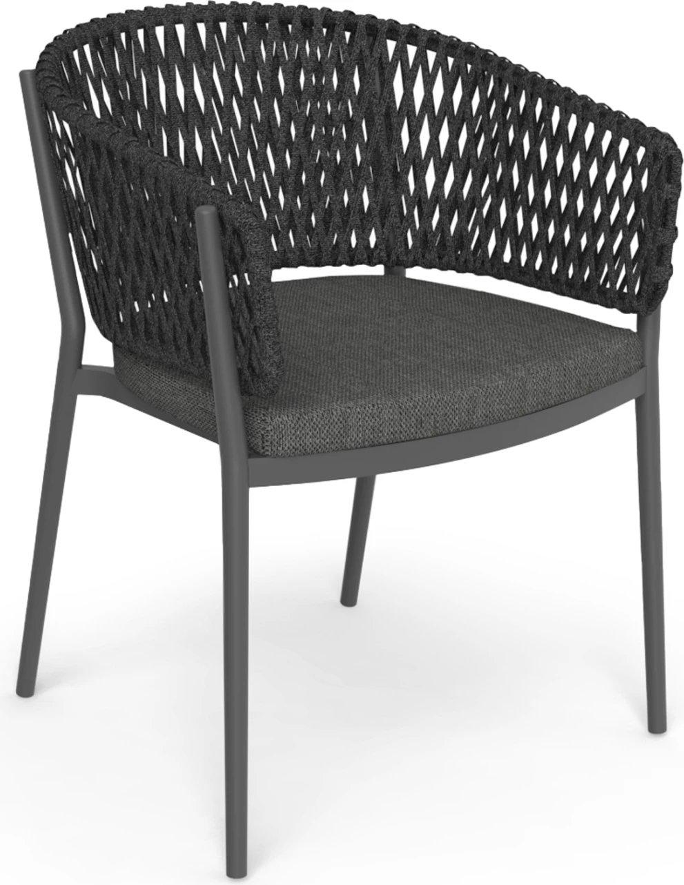 Karrige ngrënieje CAMELLIA, alumini, litar P.E., jastëk Olefin, ngjyrë gri e errët, CD6209.01