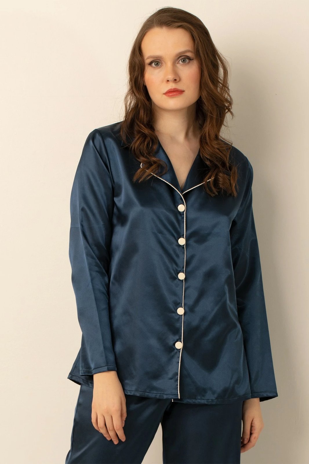 Set pizhamash për gra, ngjyrë e kaltër e errët, Jumeon, 002-000905