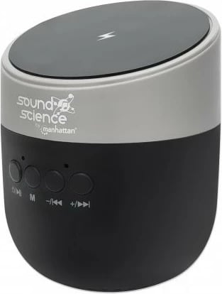 Altoparlant Bluetooth MANHATTAN Sound Science, me pad karikimi wireless, slot MicroSD, i zi/anthracite