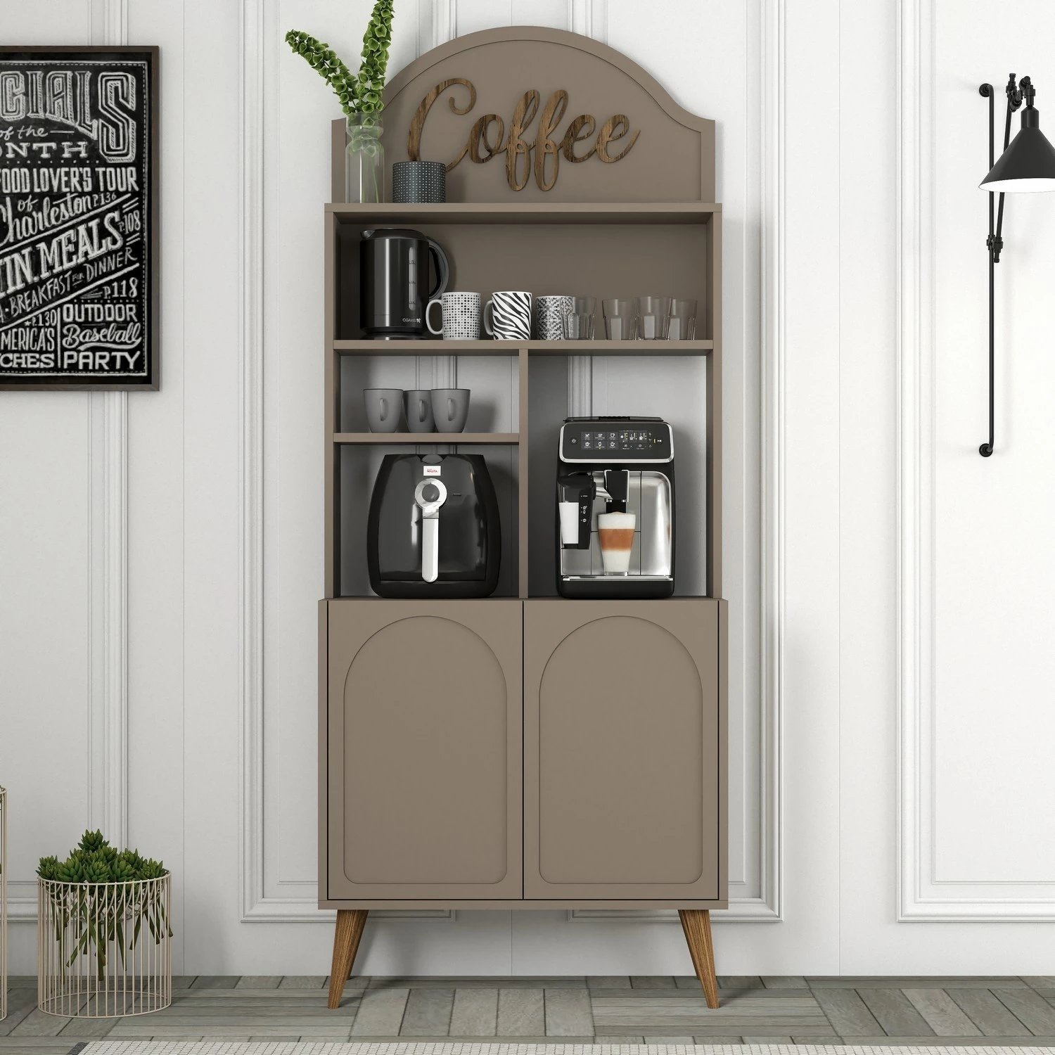 Dollap për kafe, ngjyrë Atlas dhe arre, Skye Decor, 81.3x201x35cm