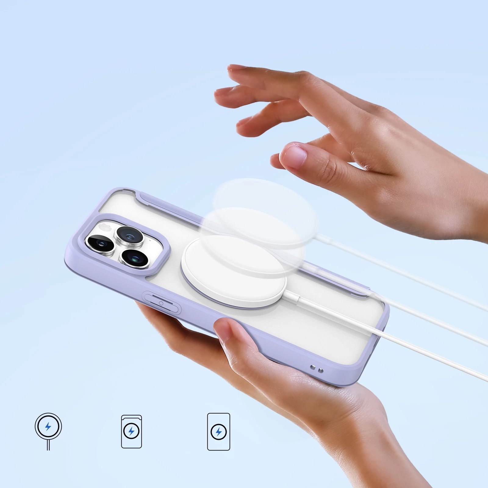 Mbështjellës Dux Ducis Skin X Pro për iPhone 15 Pro Max, me MagSafe, me kapak, Vjollcë