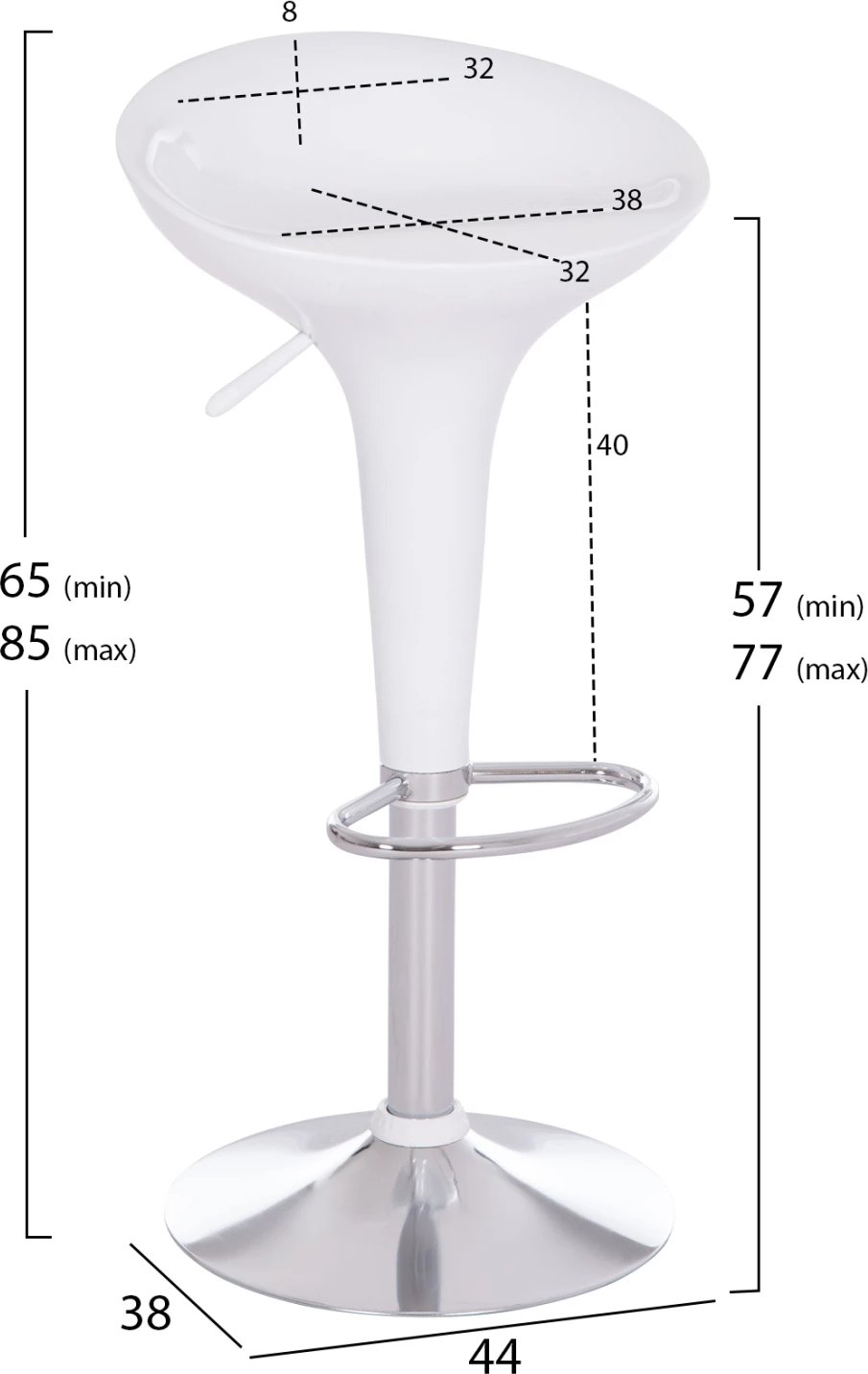 Karrige për bar rrotulluese DAISY, ABS e bardhë, 44x38x85cm, set prej 2 copësh Karrige për bar rrotulluese DAISY, ABS e bardhë, 44x38x85cm, set prej 2 copësh