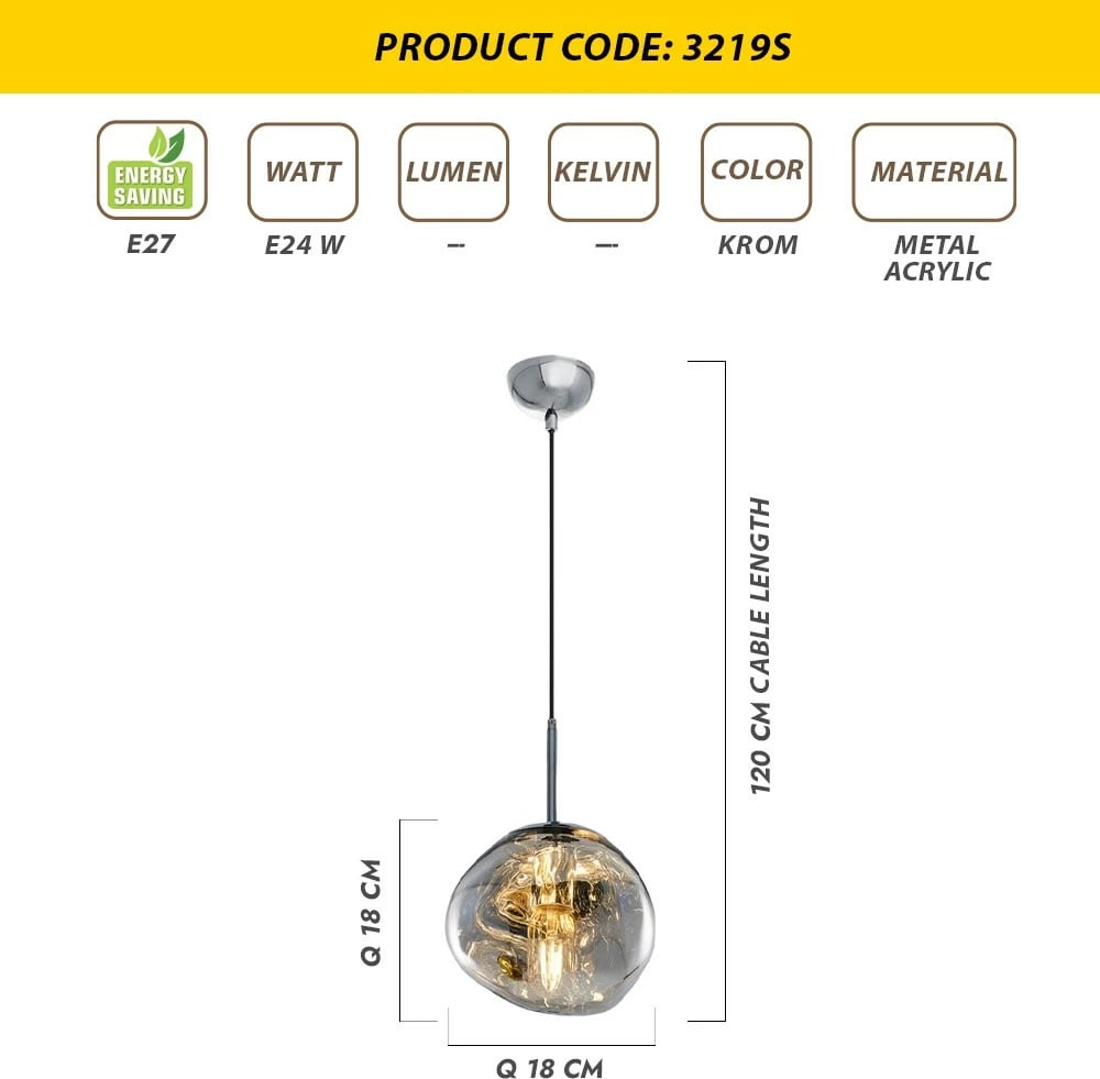 Llambë tavani moderne akrilike, ngjyrë kromi, Opviq L1271