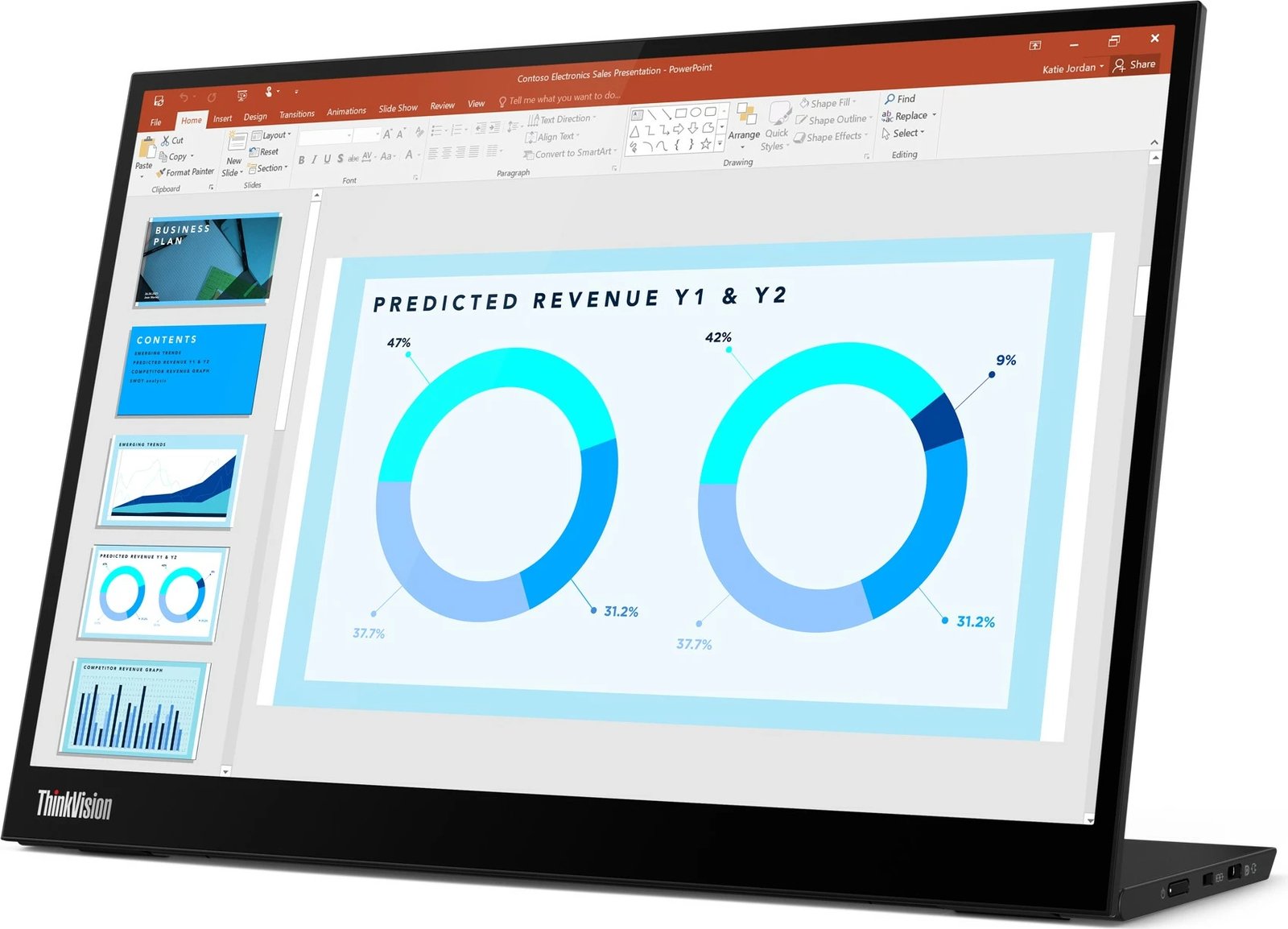 Monitor Lenovo ThinkVision M14d, 14", 2.2K, LED, e zezë